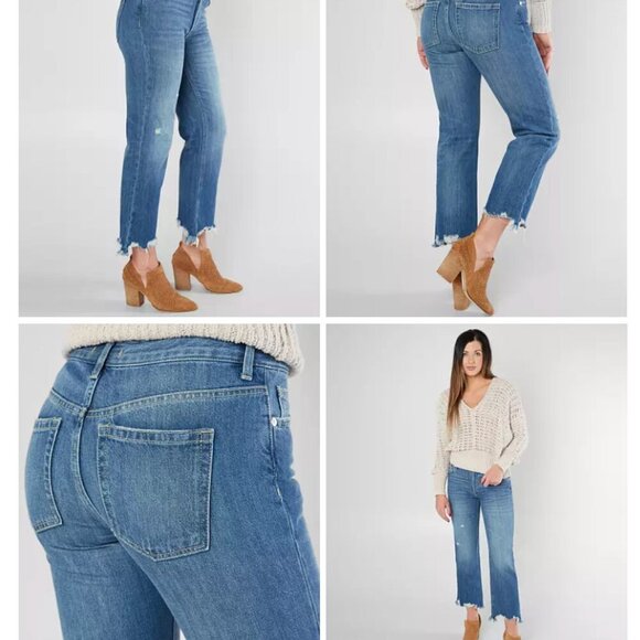 WE THE FREE Maggie Mid Rise Button Fly Straight Leg Frayed Hem Denim Jeans 26 /4 - Picture 8 of 8